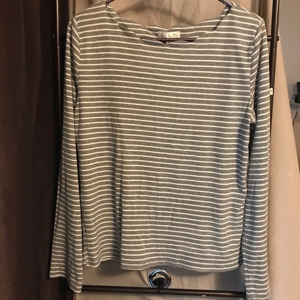 Gray & White Striped Shirt